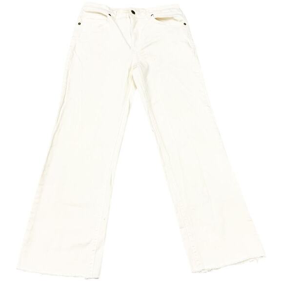 OAT NY White Cream Straight Leg Raw Hem Deniz Zip Fly Jeans Size 10 / 30 - Picture 2 of 7